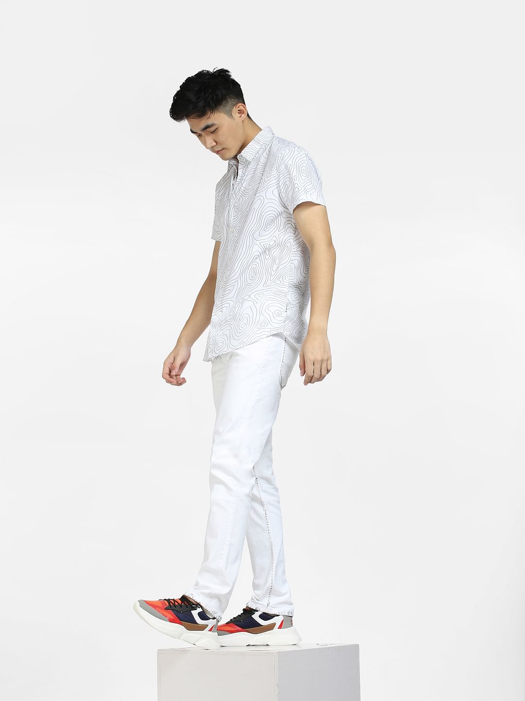 White Low Rise Glenn Slim Fit Jeans