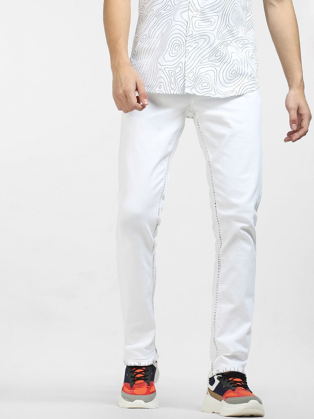 White Low Rise Glenn Slim Fit Jeans
