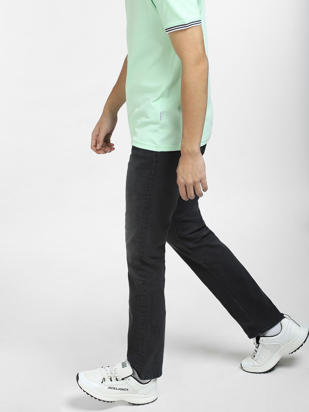 Dark Grey Mid Rise Clark Regular Fit Jeans