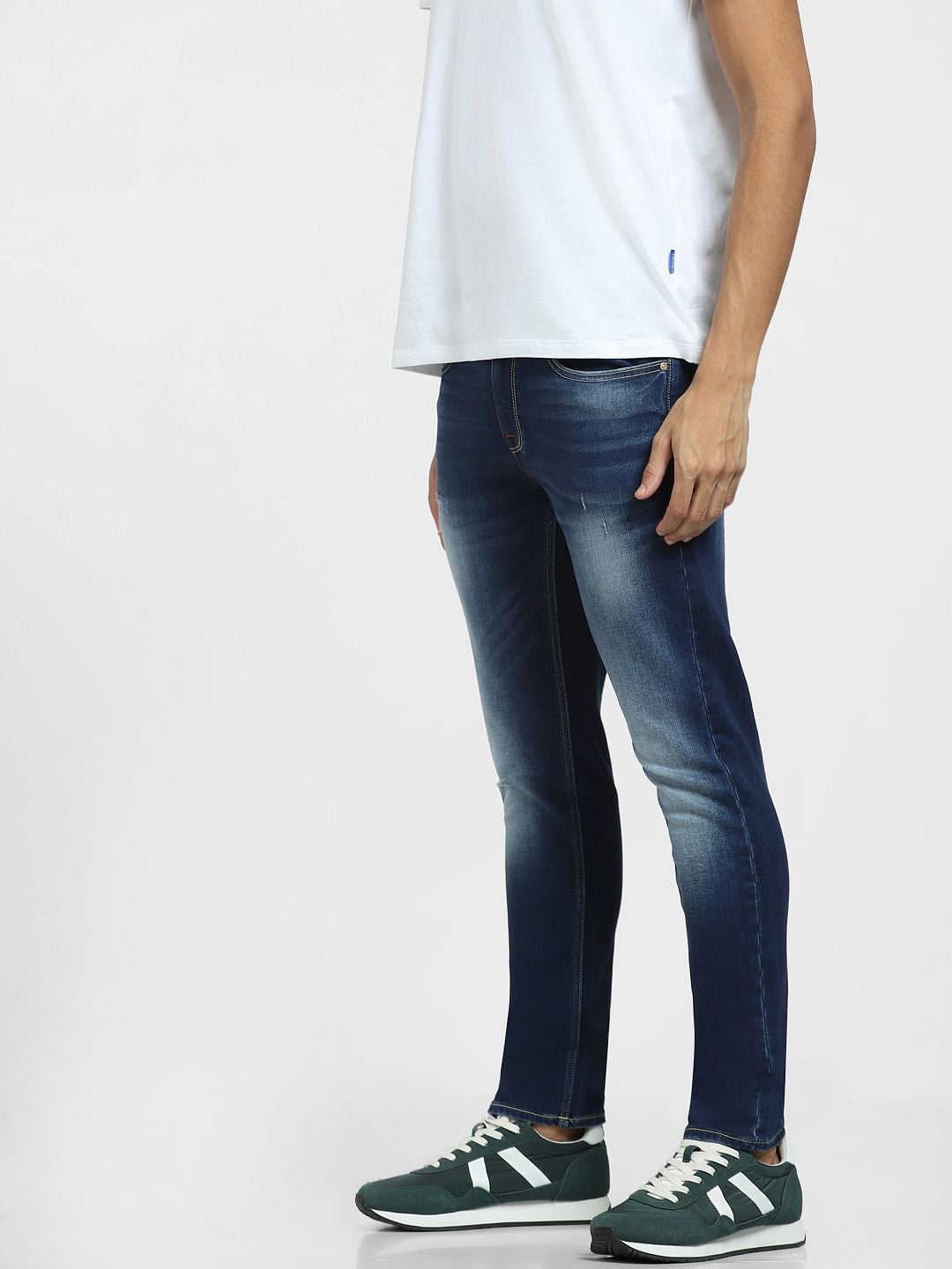 Blue Low Rise Washed Glenn Slim Fit Jeans