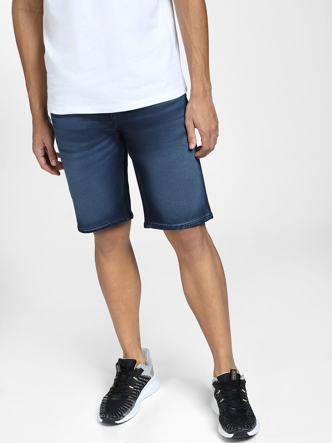 Blue Mid Rise Denim Shorts