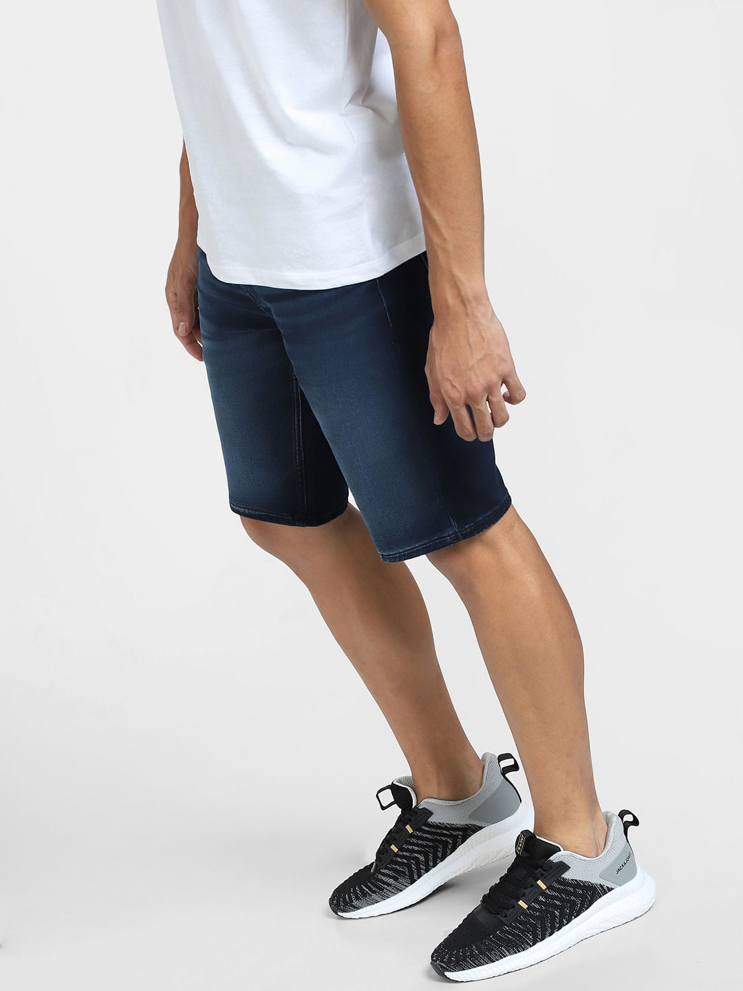 Blue Mid Rise Denim Shorts