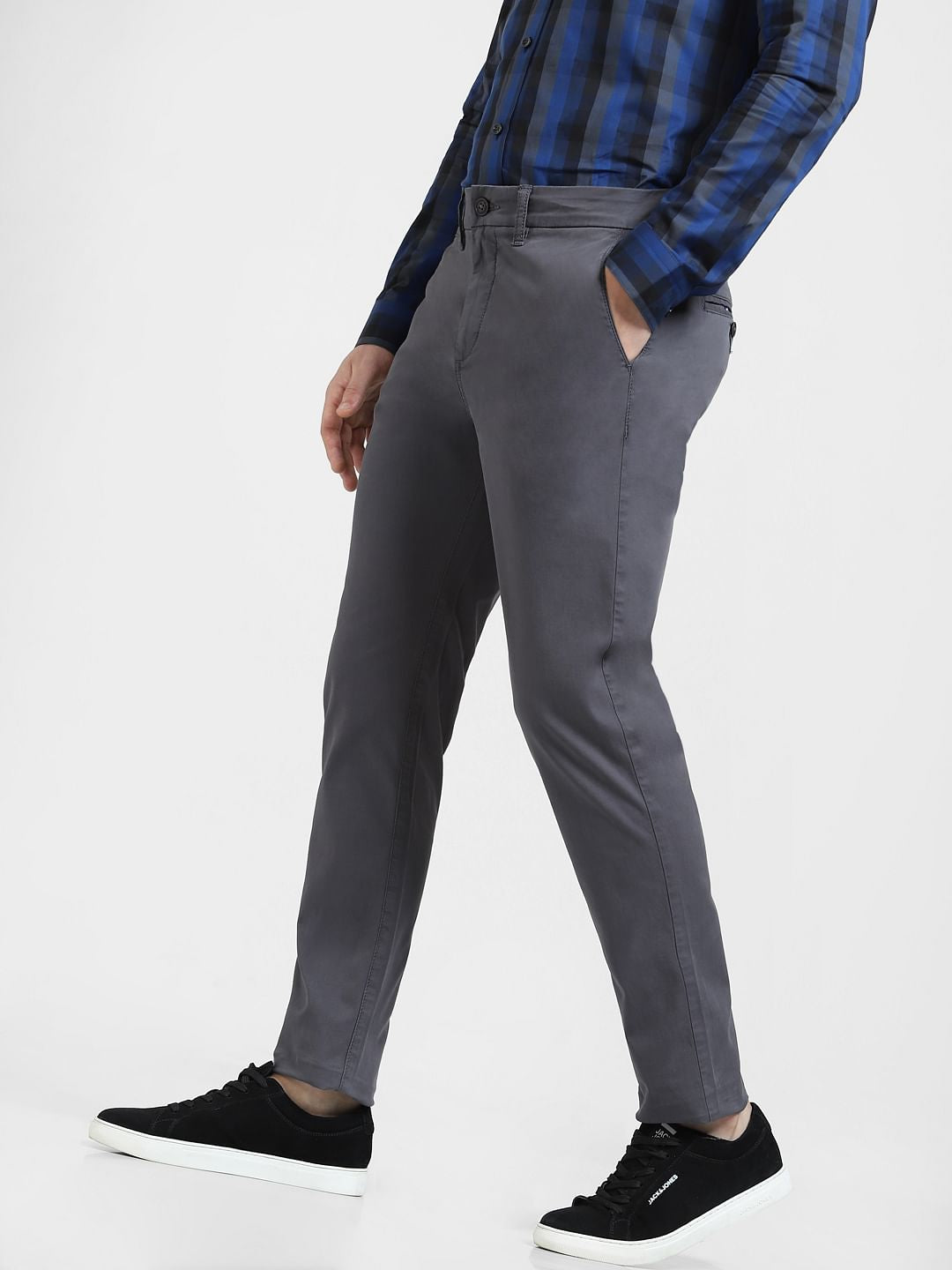 Grey Mid Rise Pants
