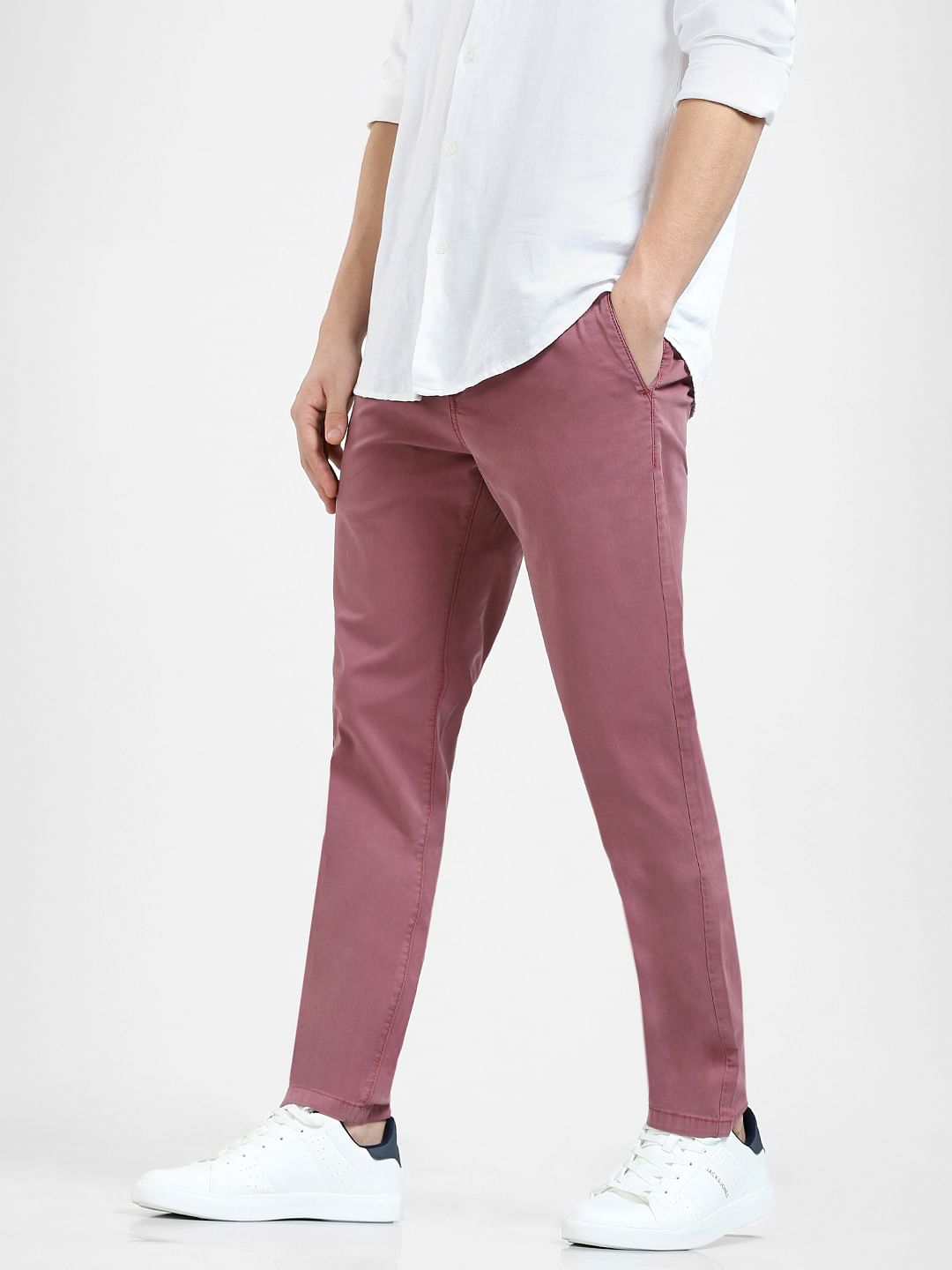 Dark Pink Mid Rise Regular Fit Pants