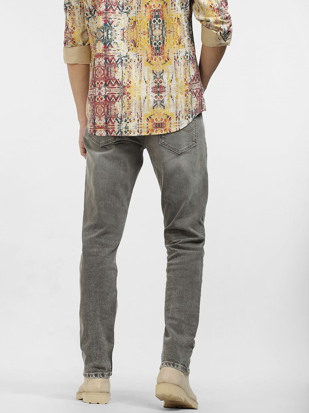 Dark Beige Low Rise Washed Tim Slim Jeans