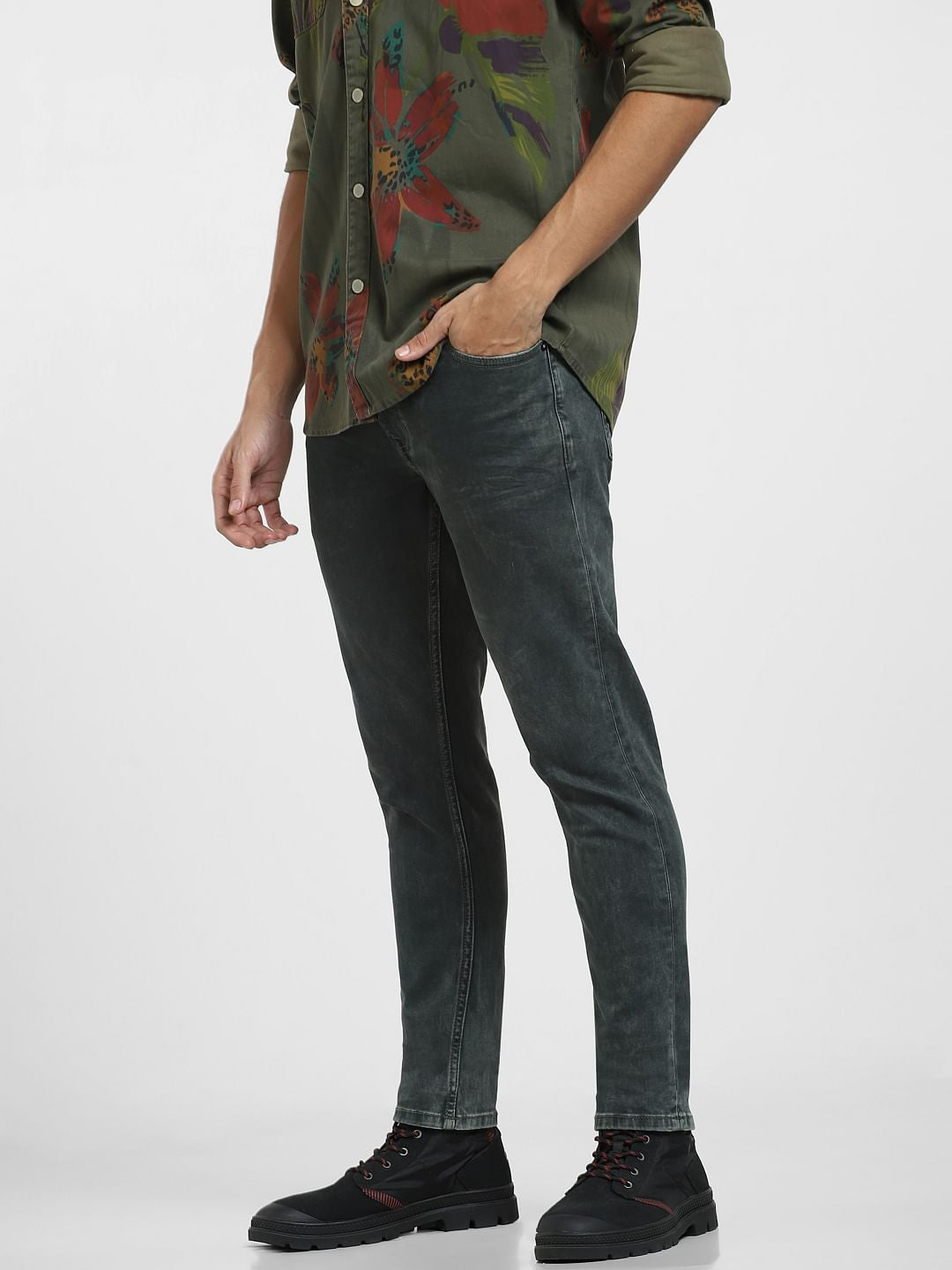 Green Low Rise Liam Skinny Fit Jeans