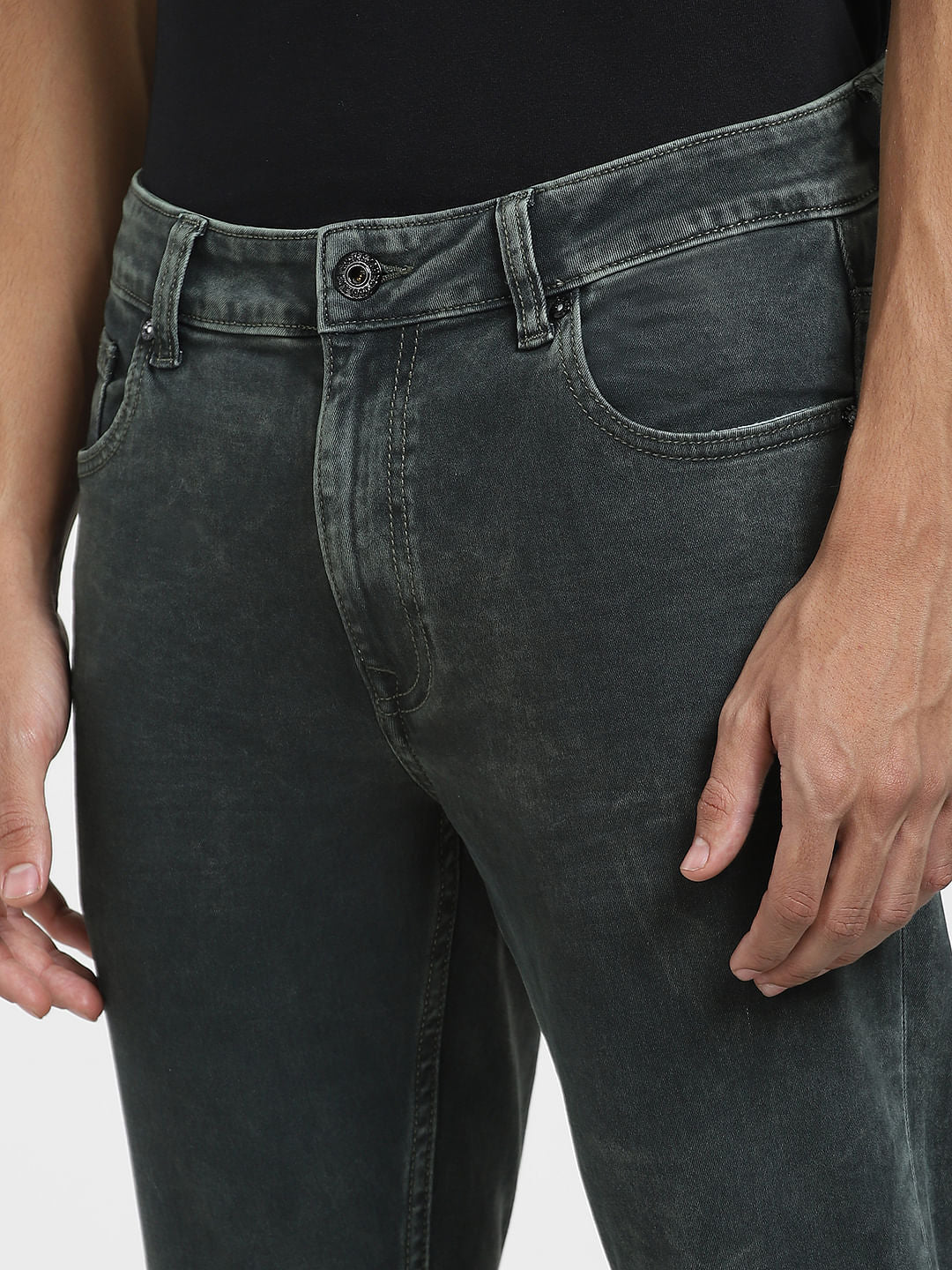 Green Low Rise Liam Skinny Fit Jeans