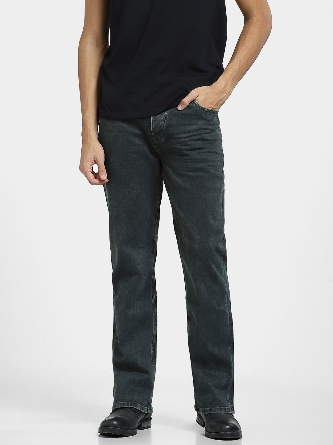 Green High Rise Ray Bootcut Jeans