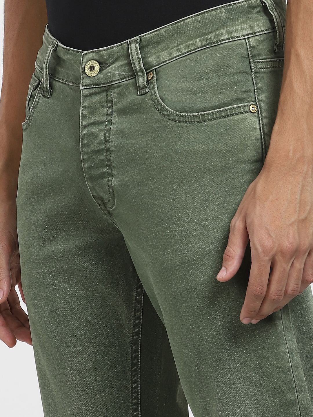 Green Low Rise Glenn Slim Jeans