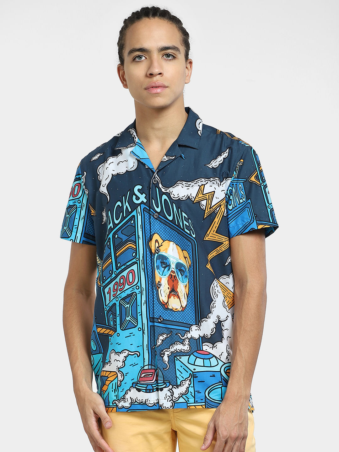 METAVERSE Blue Graphic Print Short Sleeves Shirt