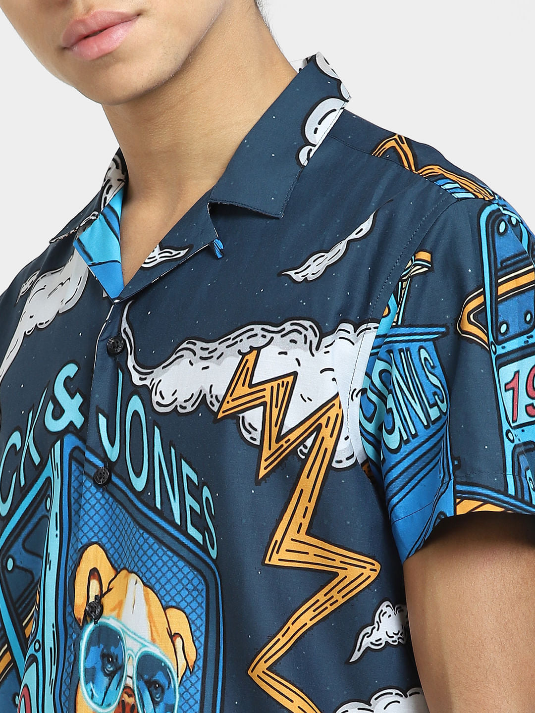 METAVERSE Blue Graphic Print Short Sleeves Shirt