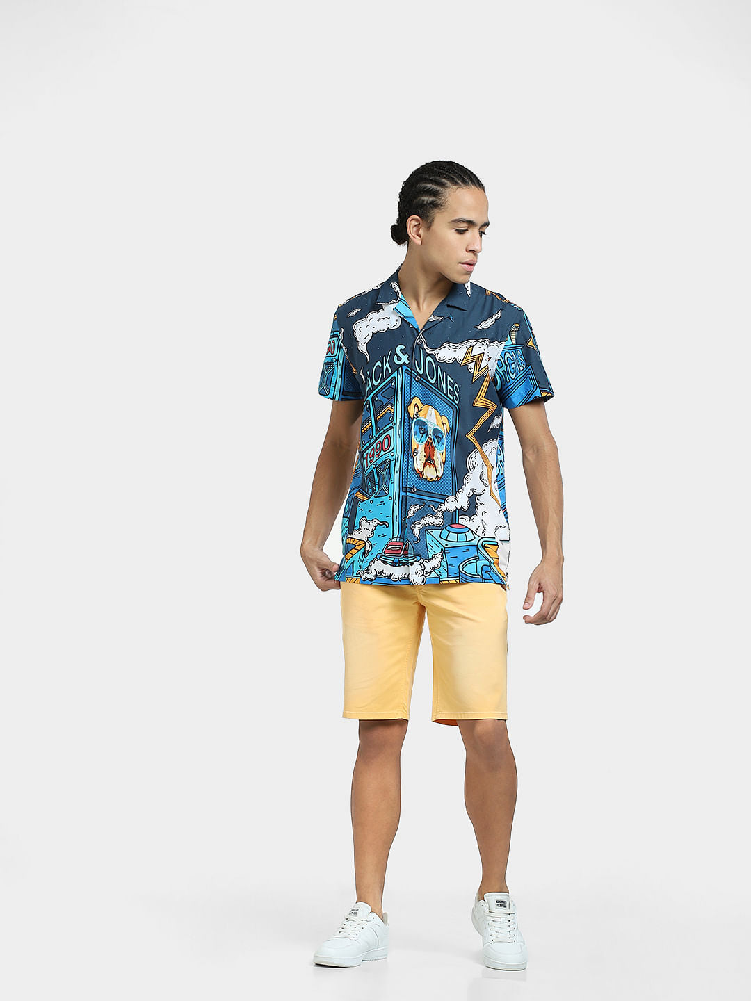 METAVERSE Blue Graphic Print Short Sleeves Shirt