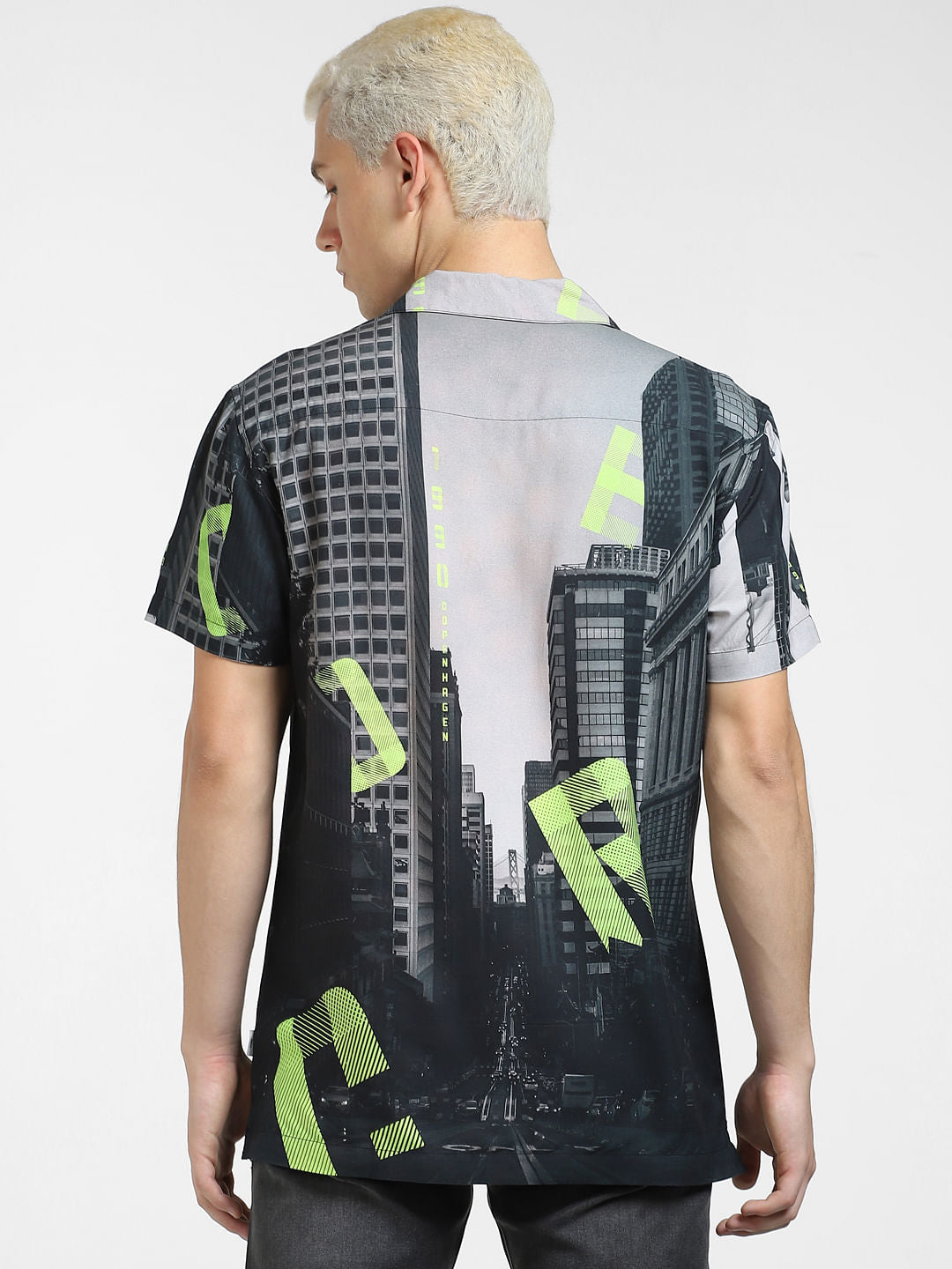 Black Printed Short Sleeve Shirt