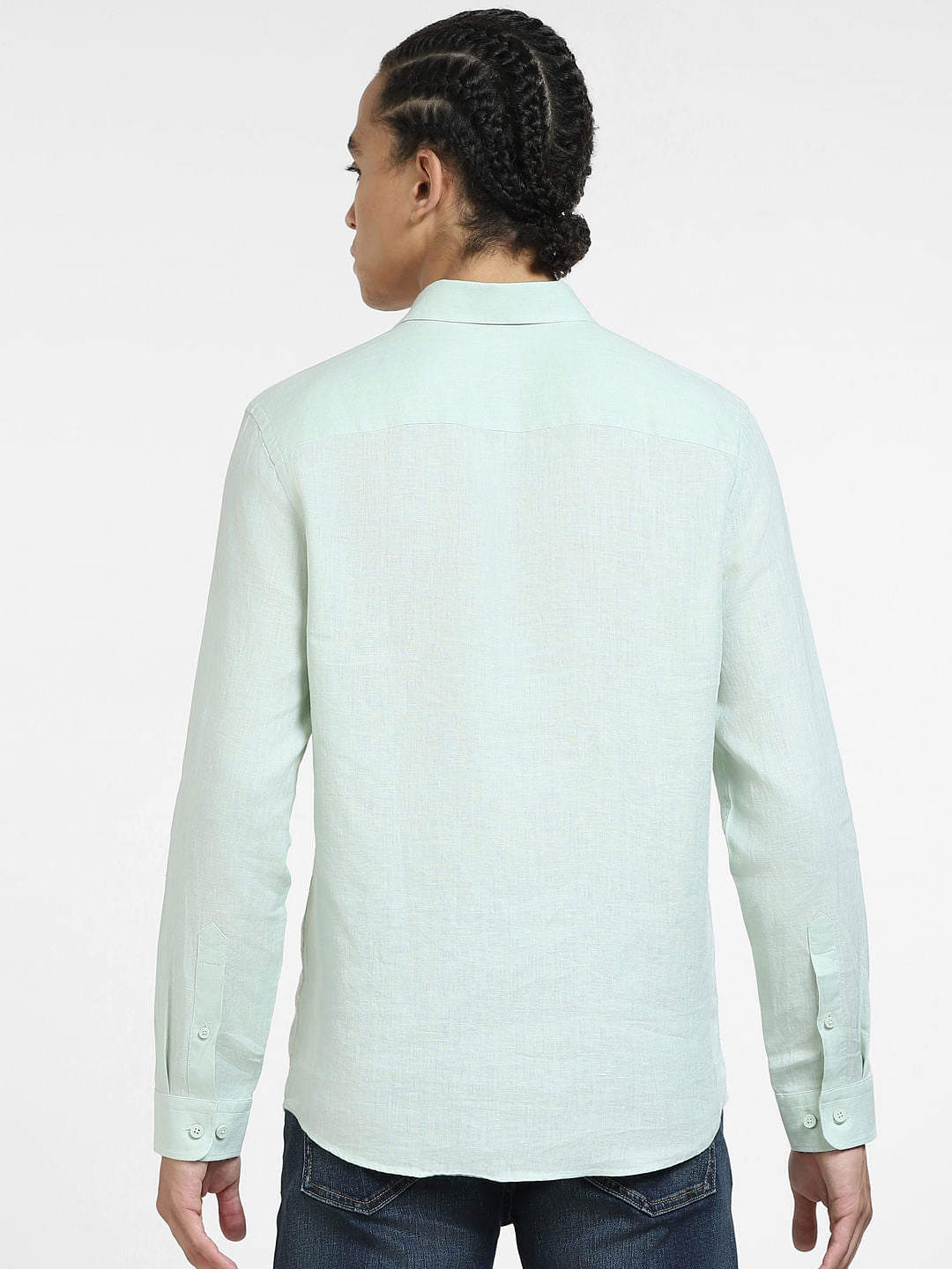 Green Linen Full Sleeves Shirt