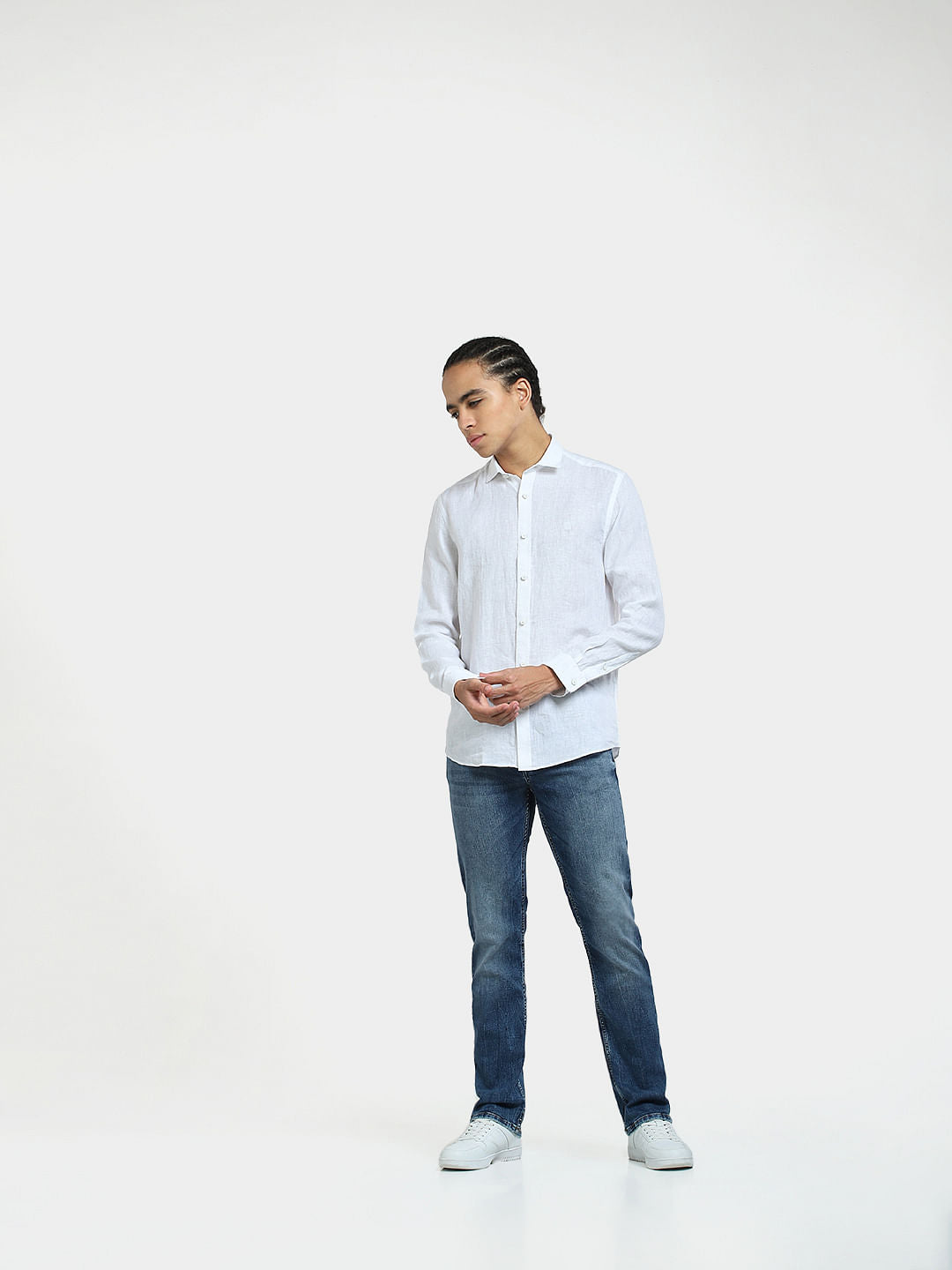 White Linen Full Sleeves Shirt