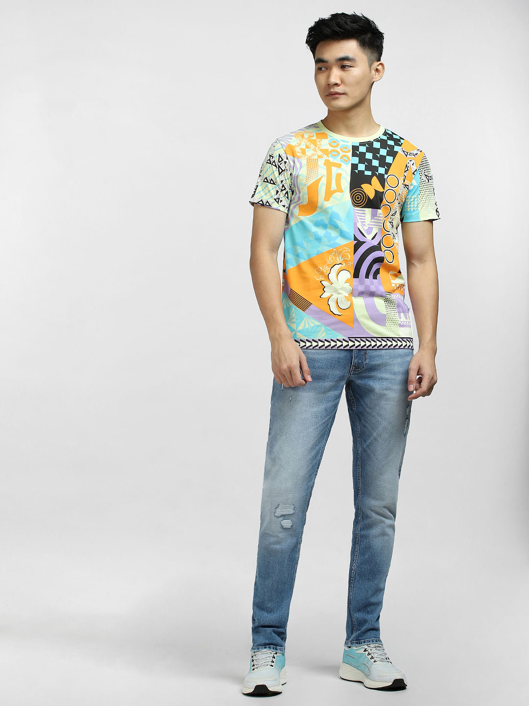 METAVERSE Green Printed Crew Neck T-shirt