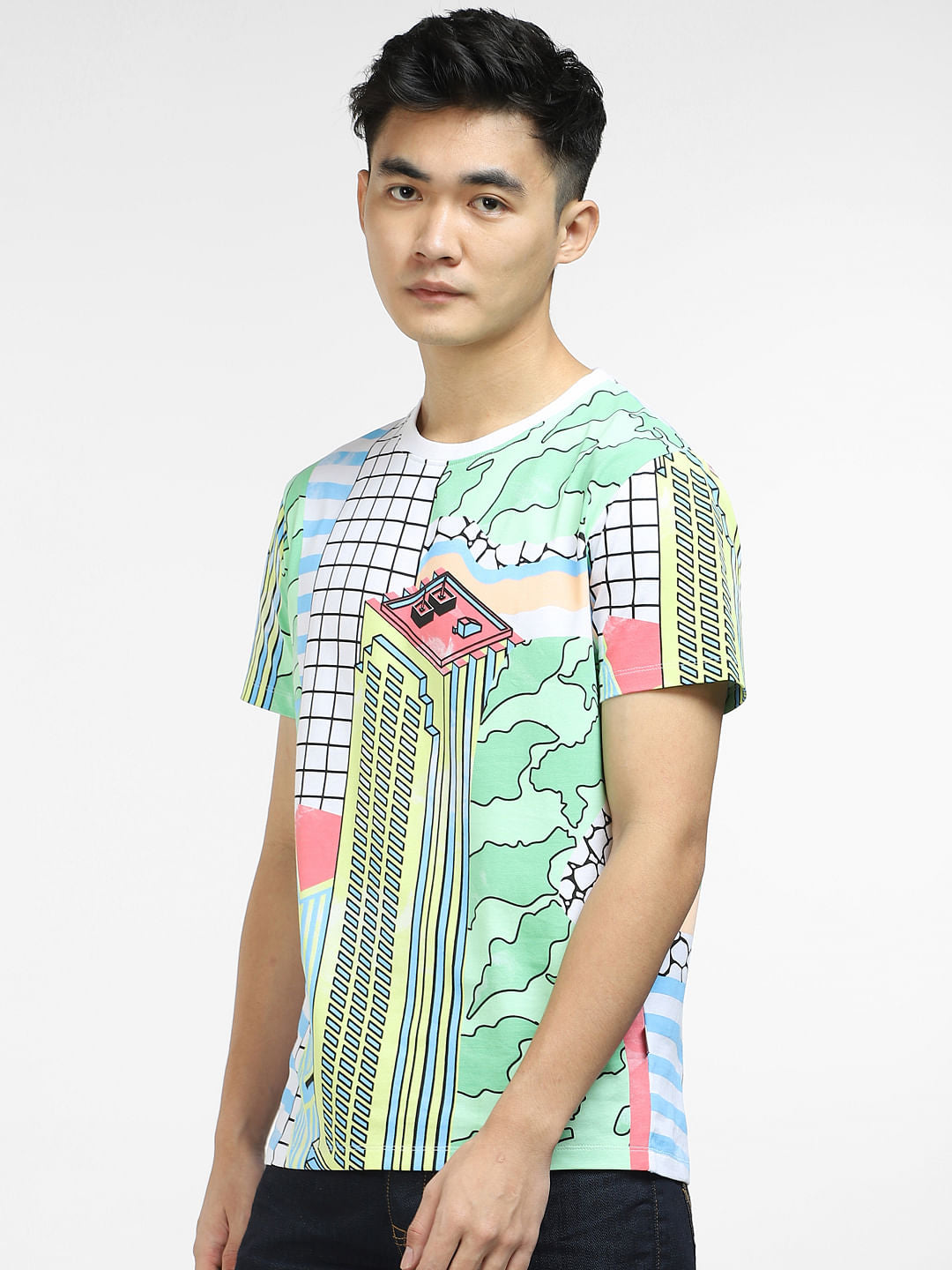 METAVERSE Green Printed Crew Neck T-shirt