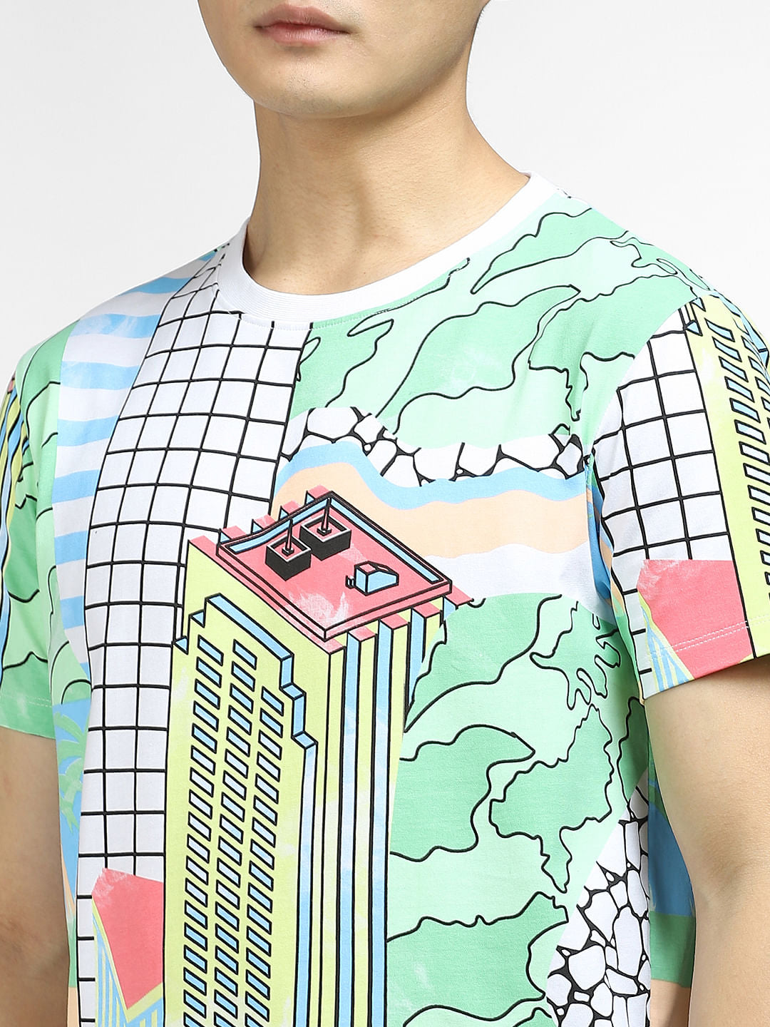 METAVERSE Green Printed Crew Neck T-shirt