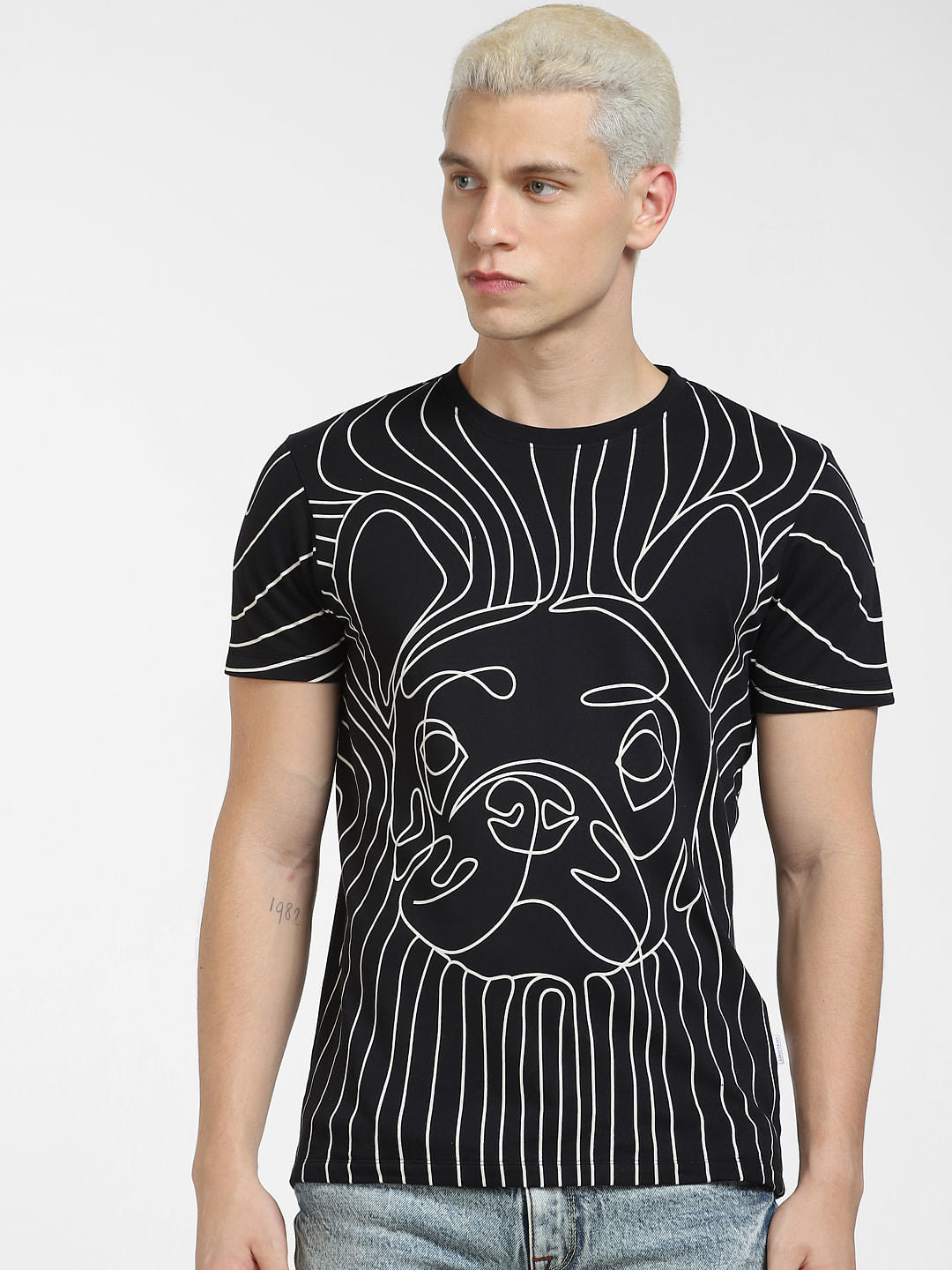 Black Logo Print Crew Neck T-shirt