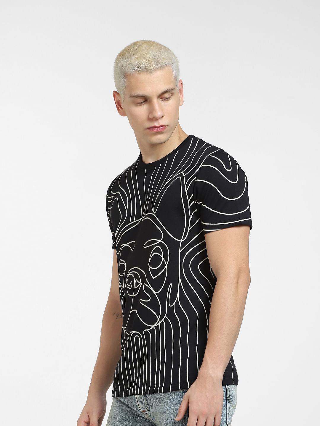 Black Logo Print Crew Neck T-shirt