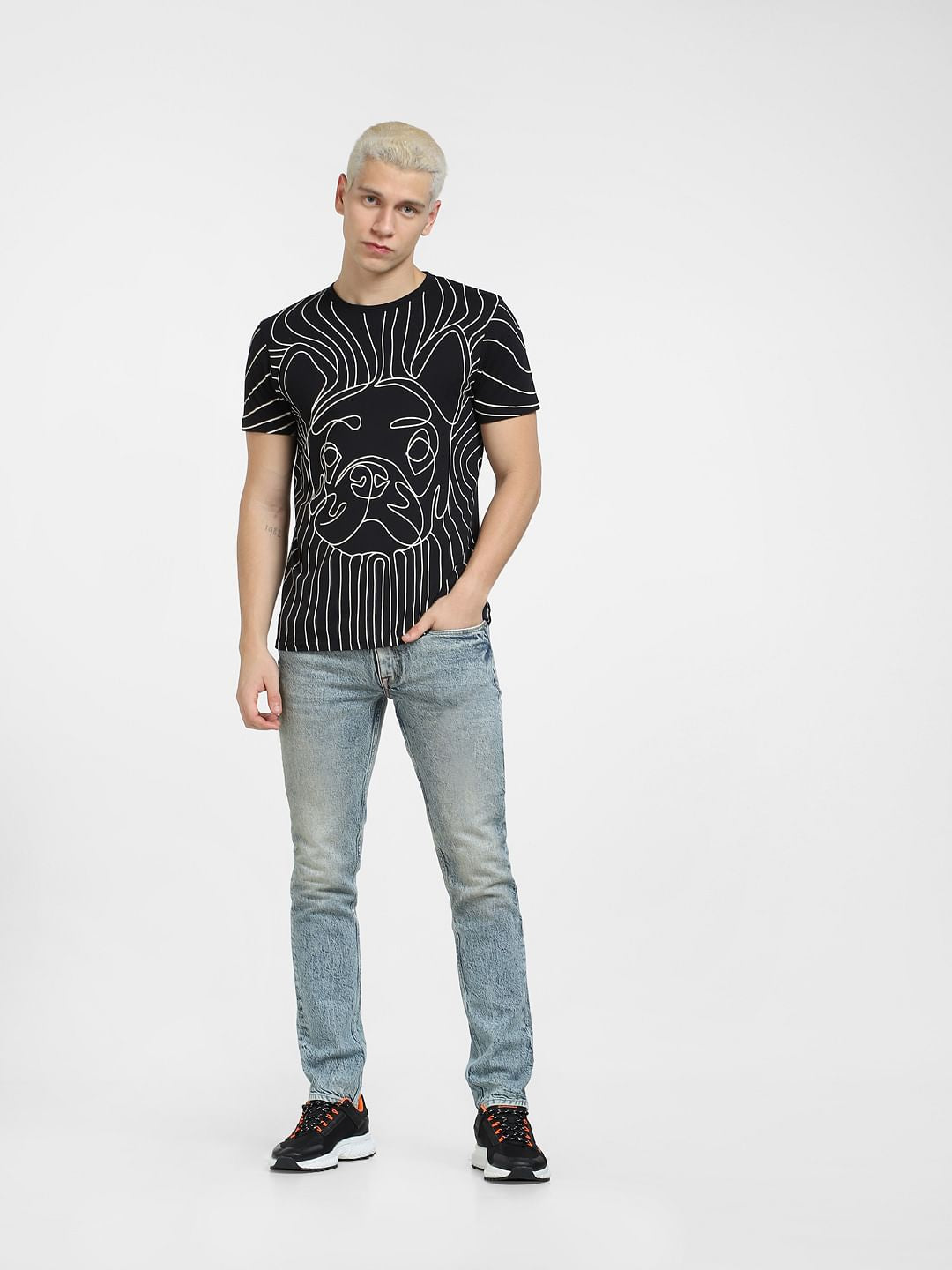 Black Logo Print Crew Neck T-shirt