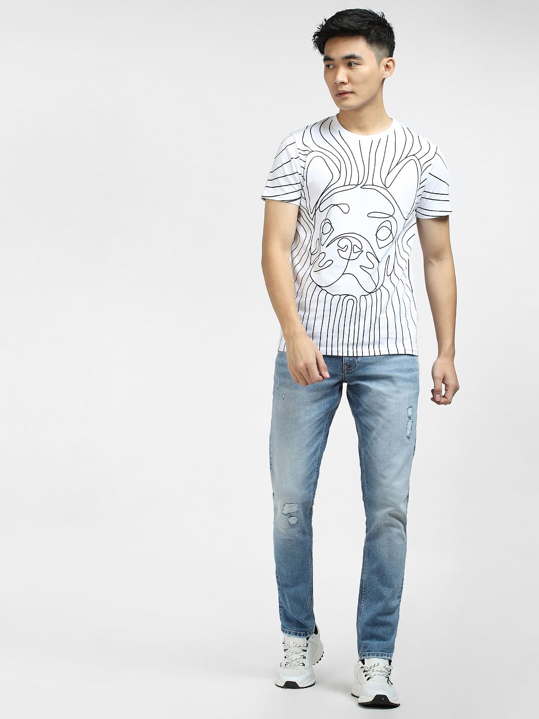 White Logo Print Crew Neck Co-ord T-shirt