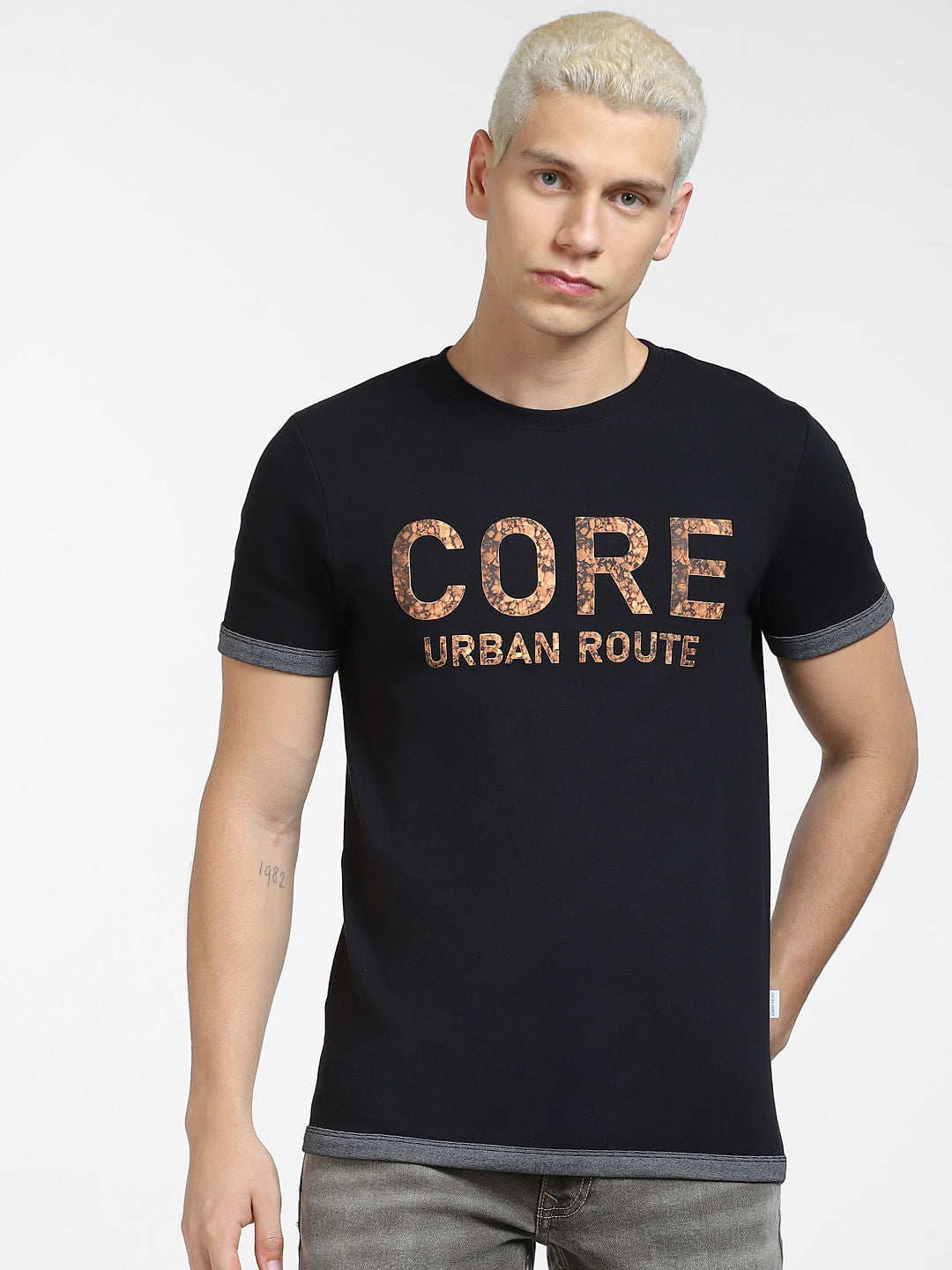 Black Reversible Logo Print Crew Neck T-shirt