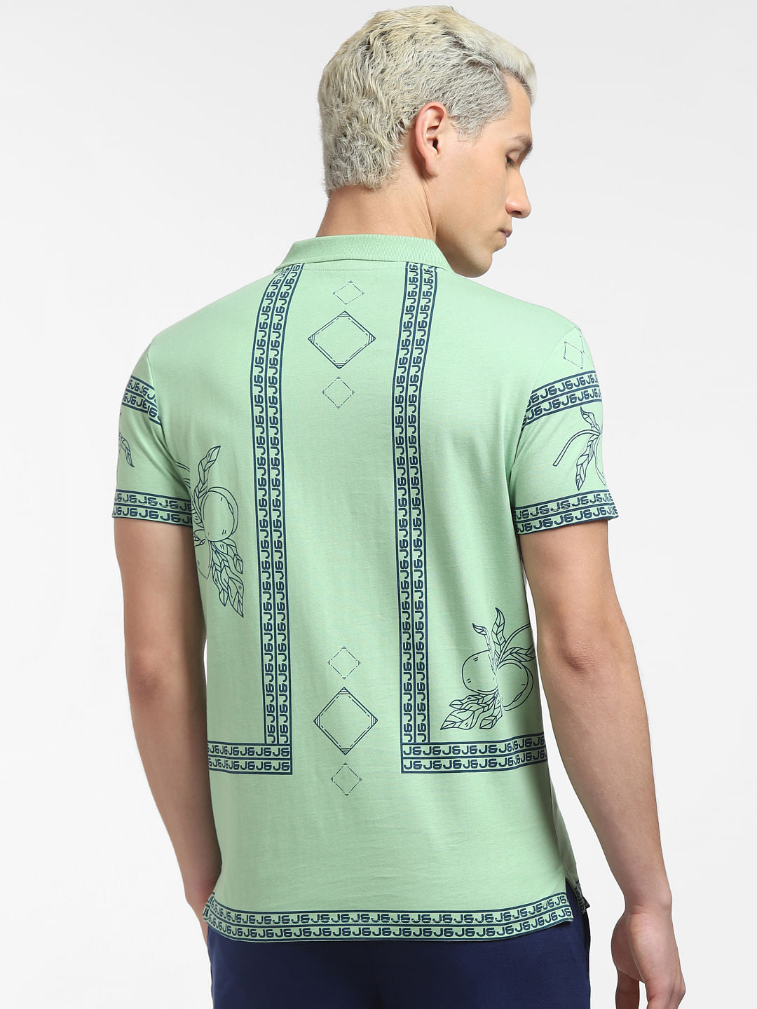 White Green Polo Neck T-shirt