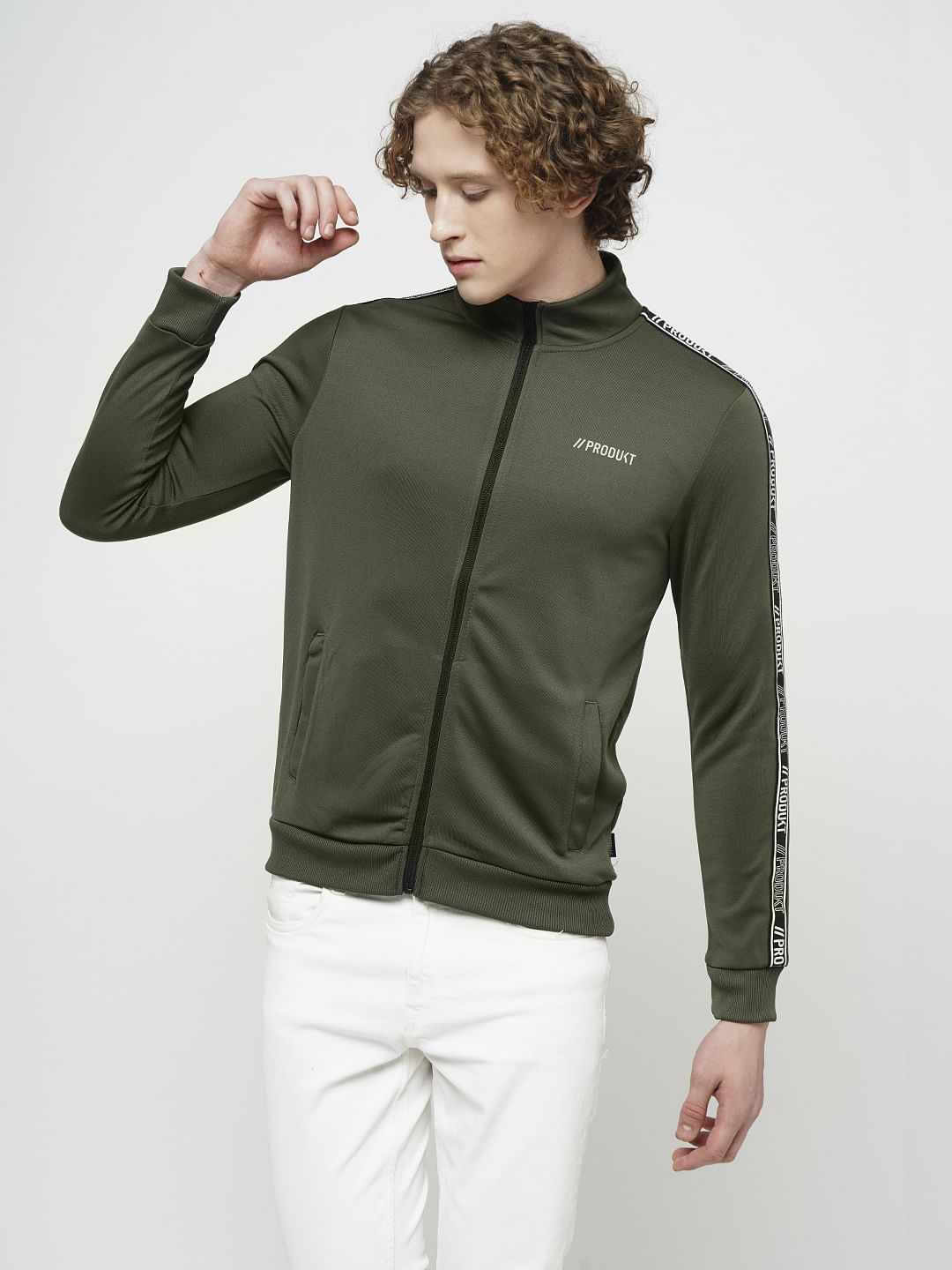 PRODUKT by JACK&JONES Green High Neck Zip-Up Sweatshirt