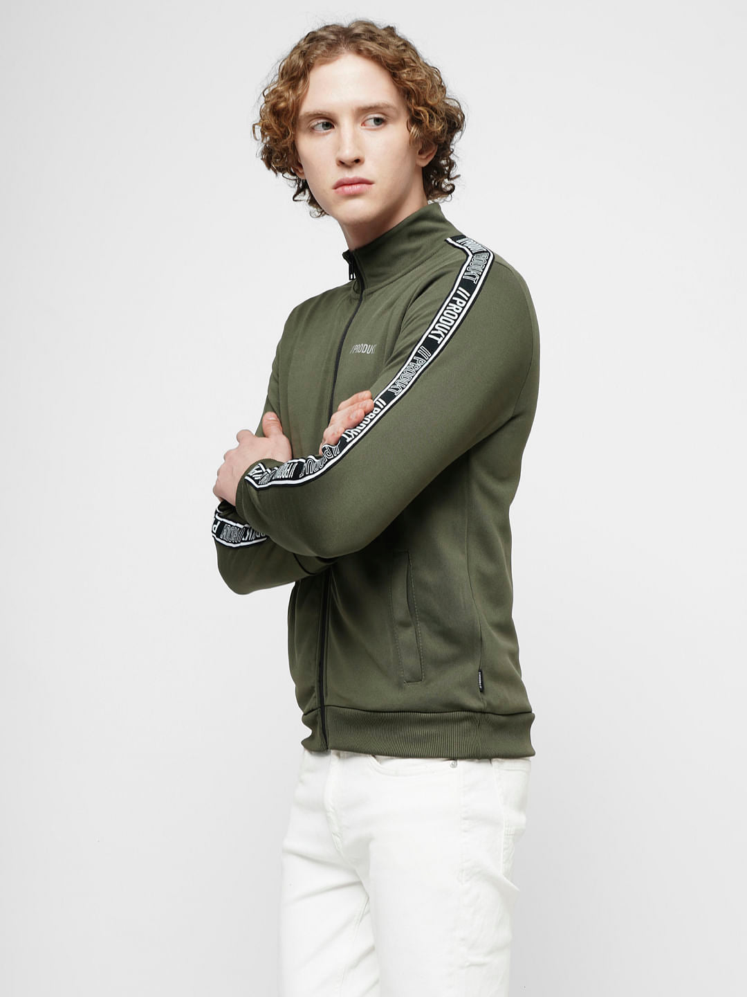 PRODUKT by JACK&JONES Green High Neck Zip-Up Sweatshirt