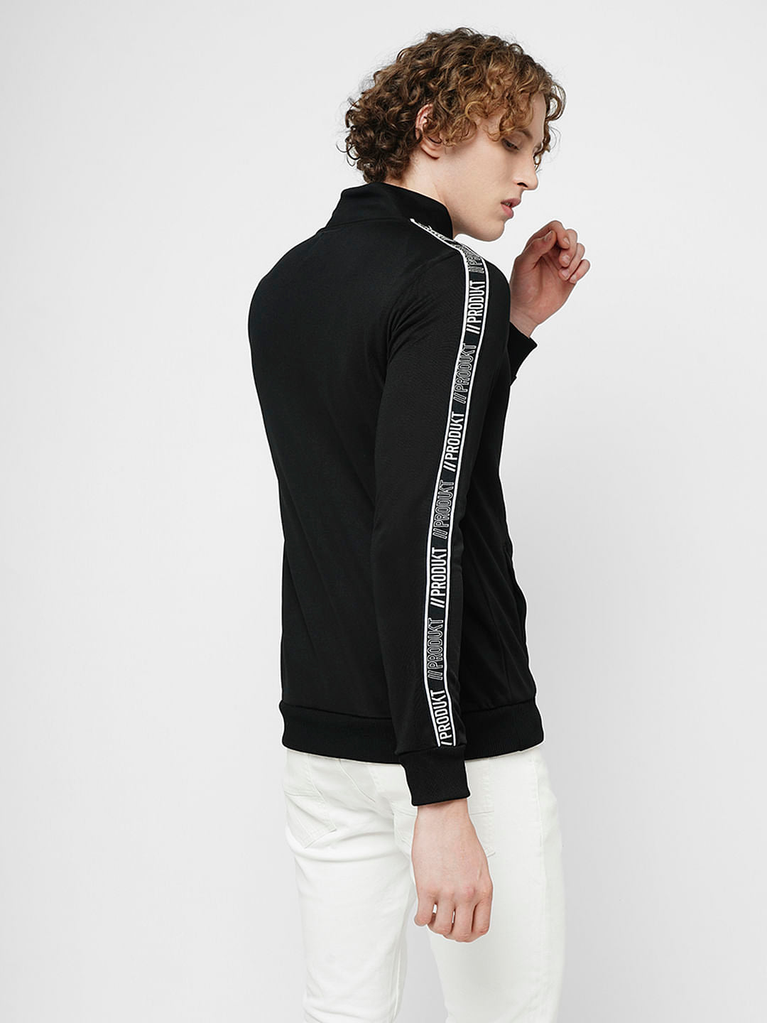 PRODUKT by JACK&JONES Black Tape Detail Zip-Up Sweatshirt