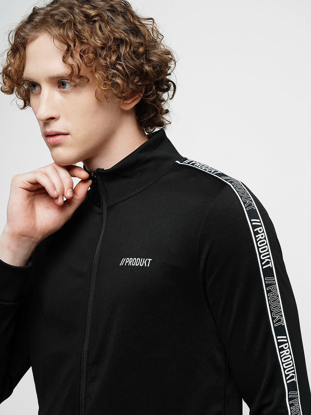 PRODUKT by JACK&JONES Black Tape Detail Zip-Up Sweatshirt