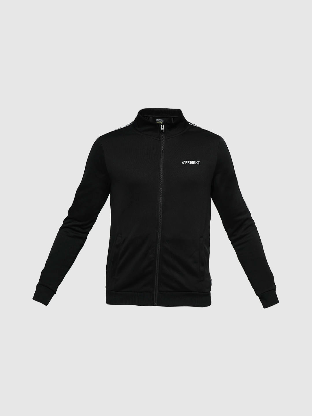 PRODUKT by JACK&JONES Black Tape Detail Zip-Up Sweatshirt