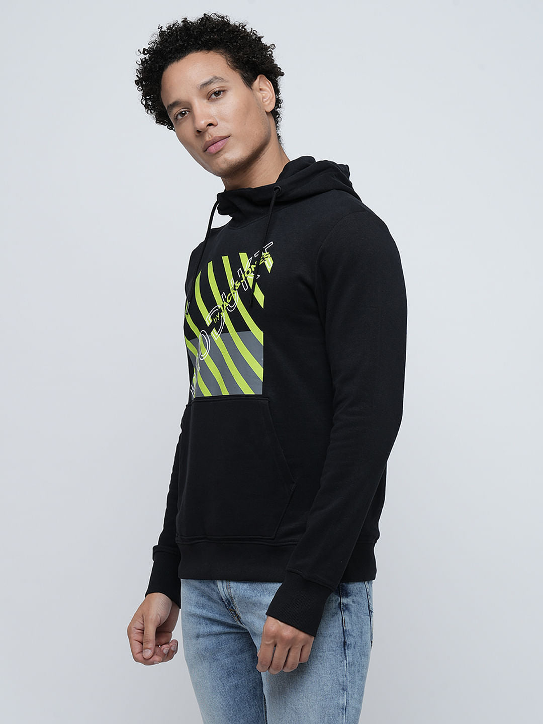 PRODUKT by JACK&JONES Black Printed Hooded Sweatshirt