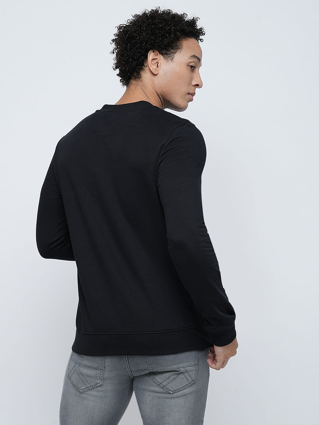 PRODUKT by JACK&JONES Black Printed Cotton Sweatshirt