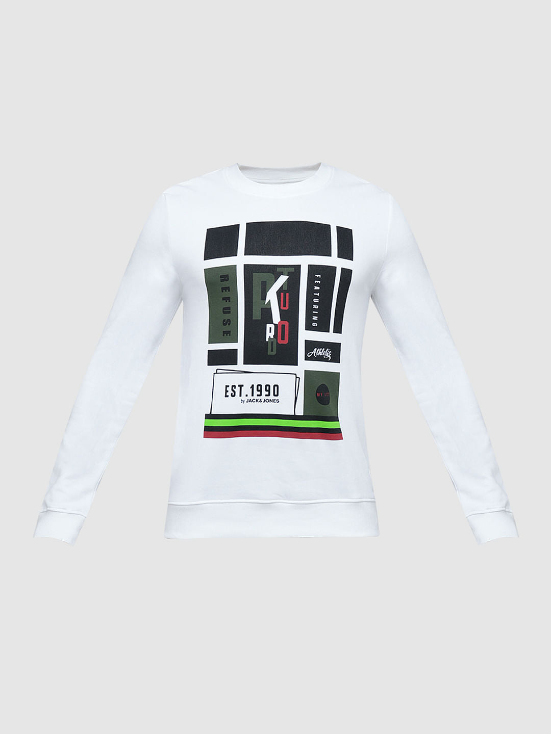 PRODUKT by JACK&JONES White Printed Cotton Sweatshirt