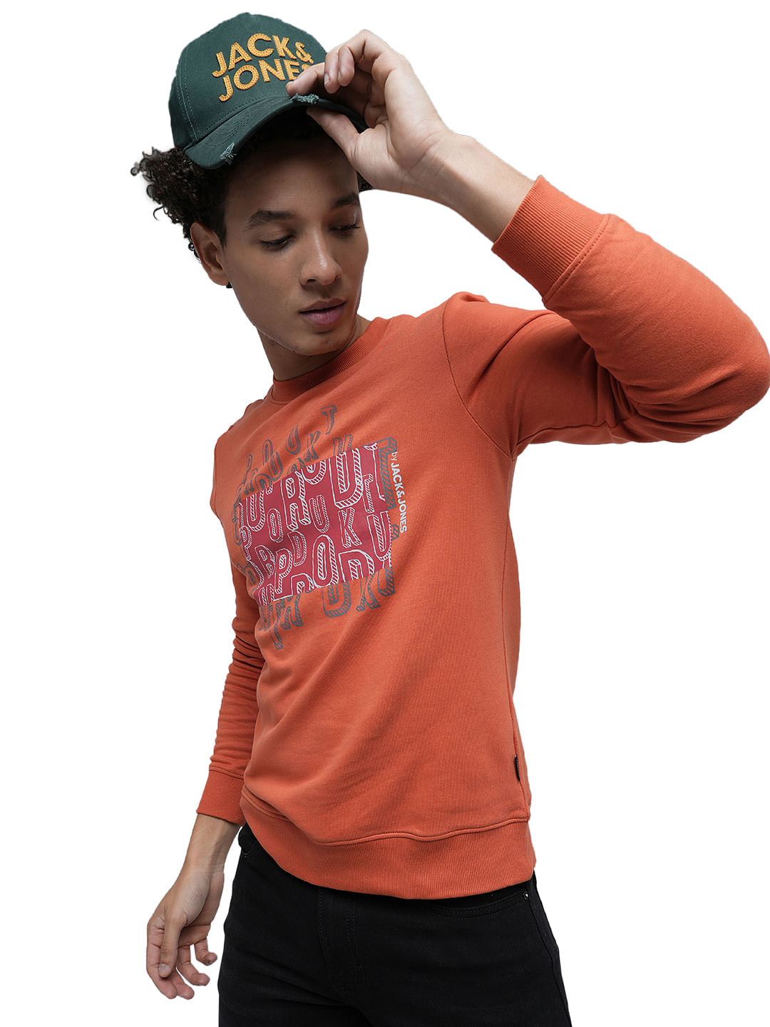 PRODUKT by JACK&JONES Red Printed Cotton Sweatshirt