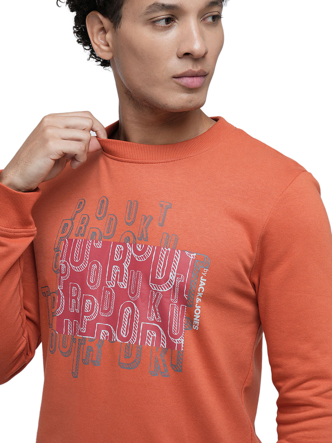 PRODUKT by JACK&JONES Red Printed Cotton Sweatshirt