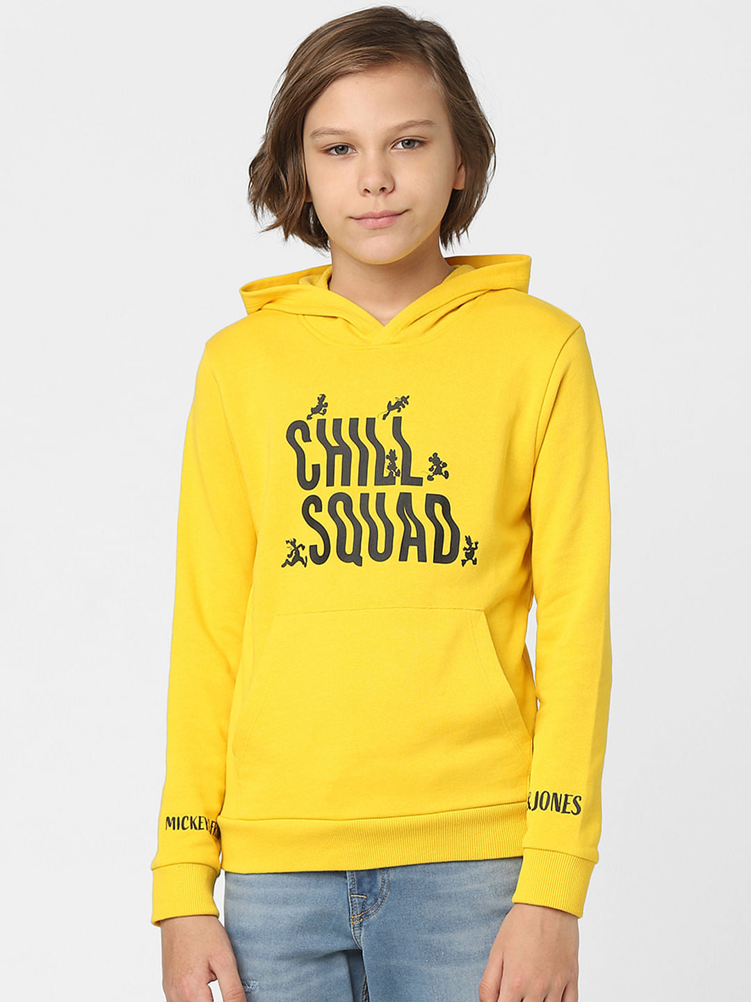 Boys Yellow Text Print Sweatshirt