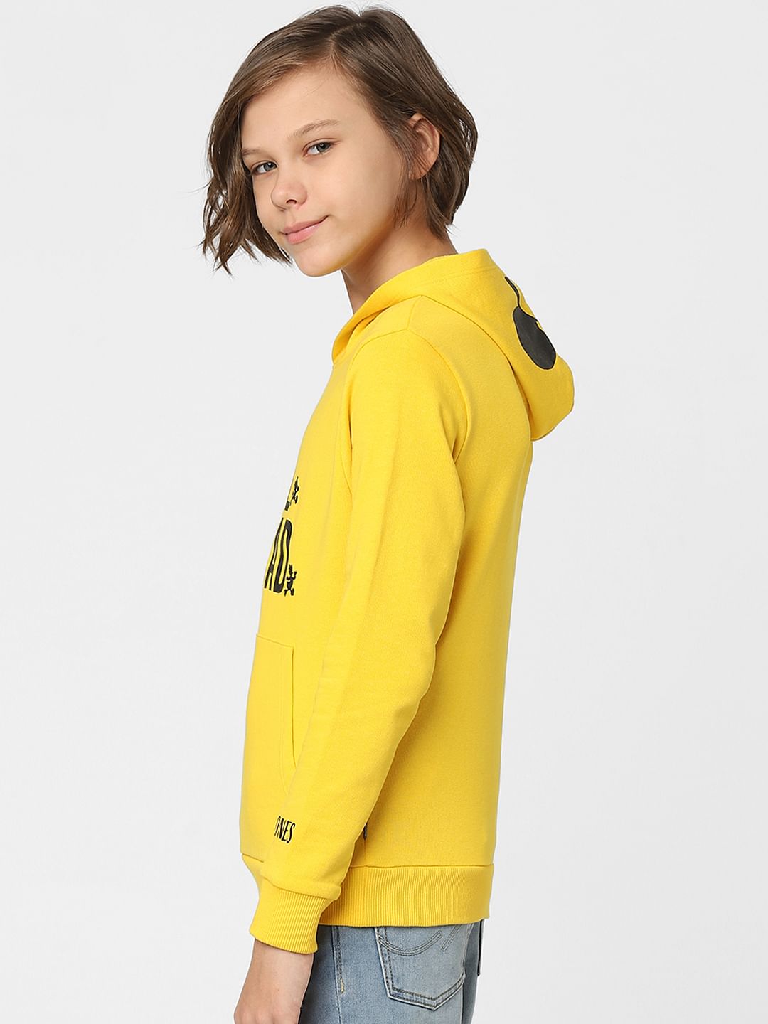Boys Yellow Text Print Sweatshirt