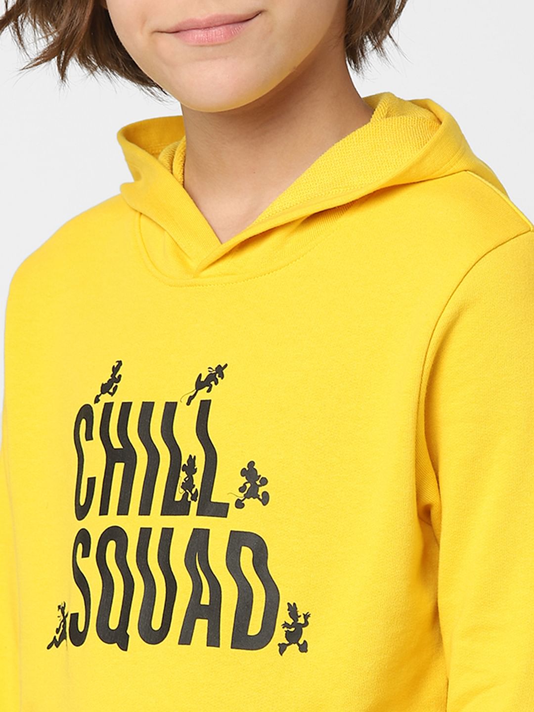 Boys Yellow Text Print Sweatshirt