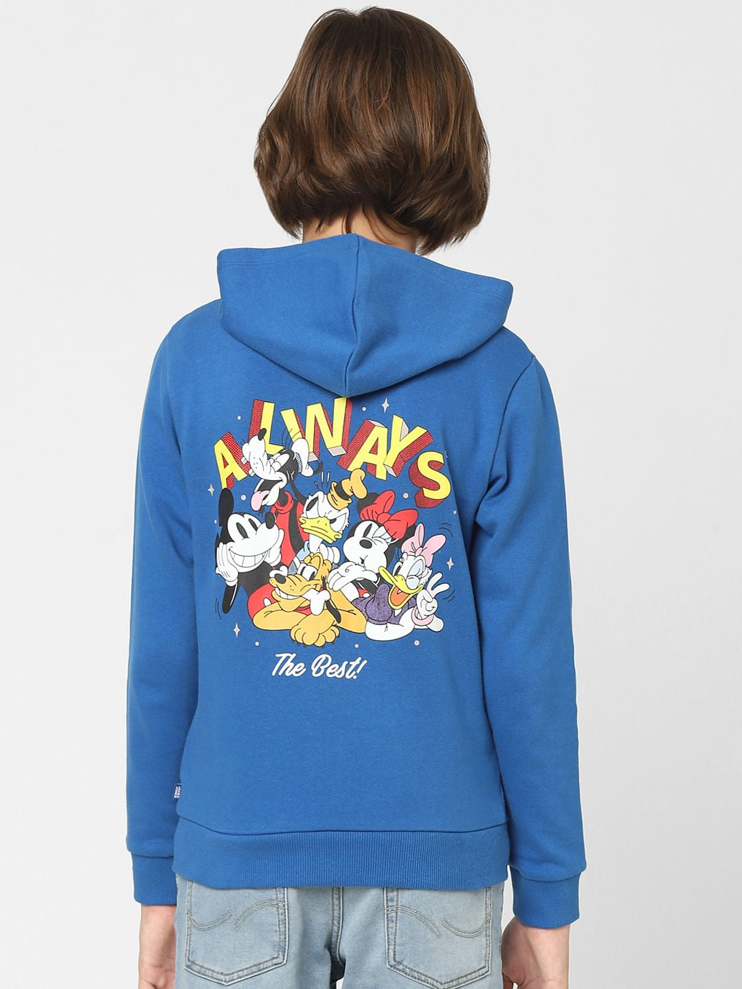 Boys Blue Mickey Print Zip-Up Sweatshirt