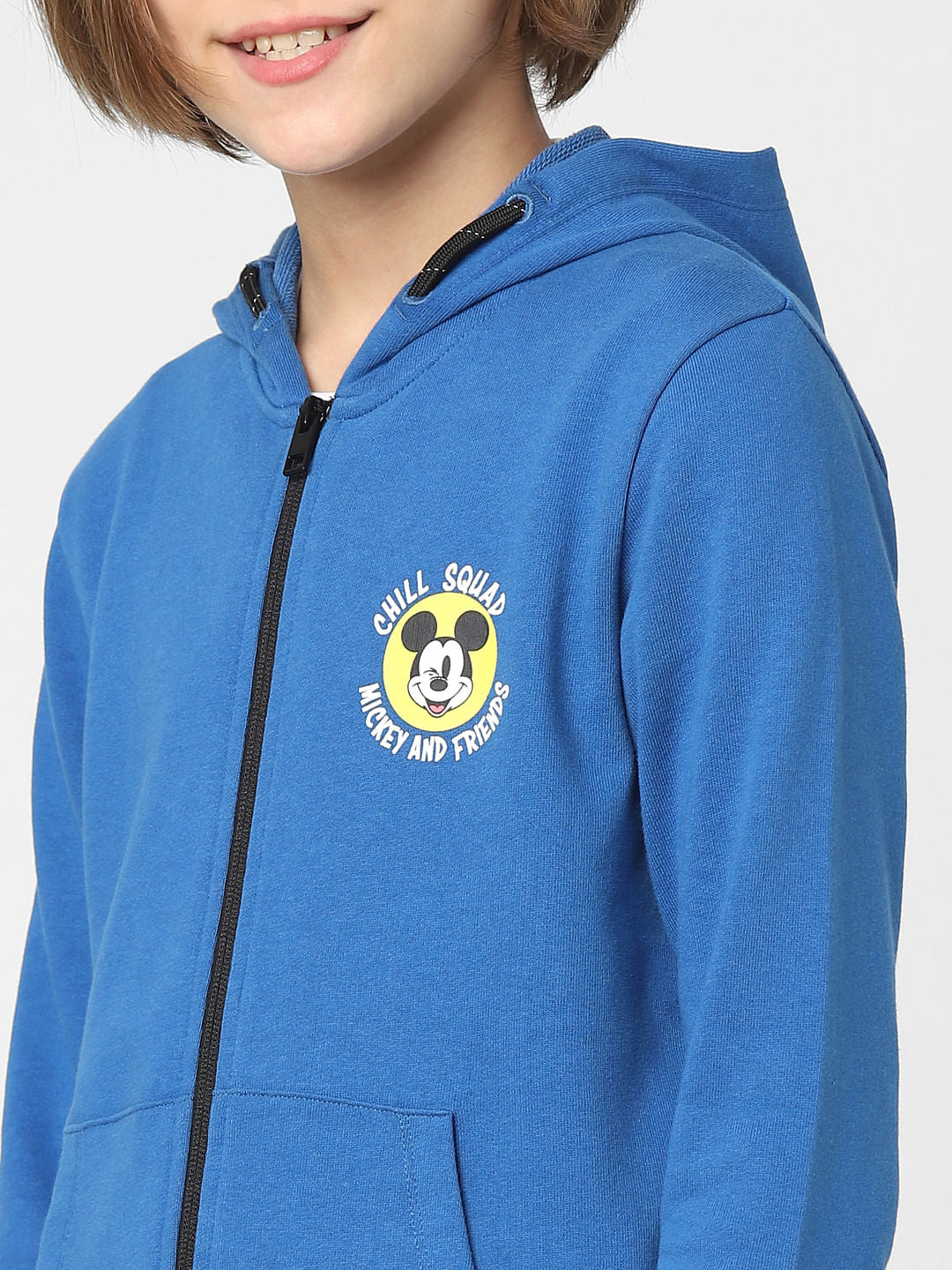 Boys Blue Mickey Print Zip-Up Sweatshirt