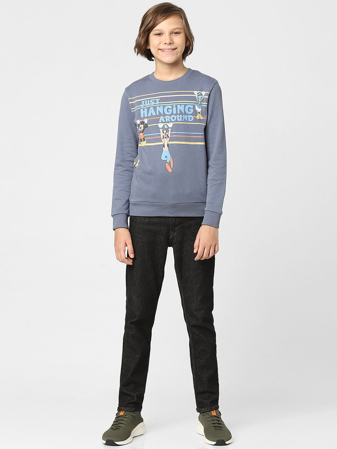 Boys Blue Mickey Graphic Print Sweatshirt