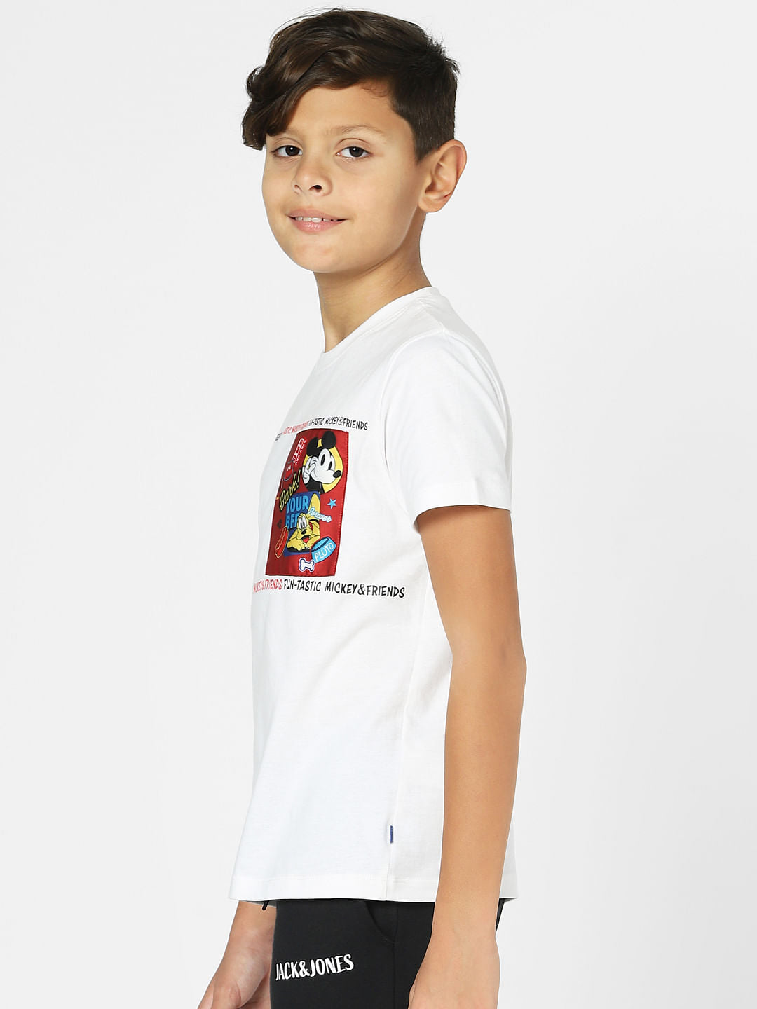 Boys x Mickey White Graphic Print Crew Neck T-shirt