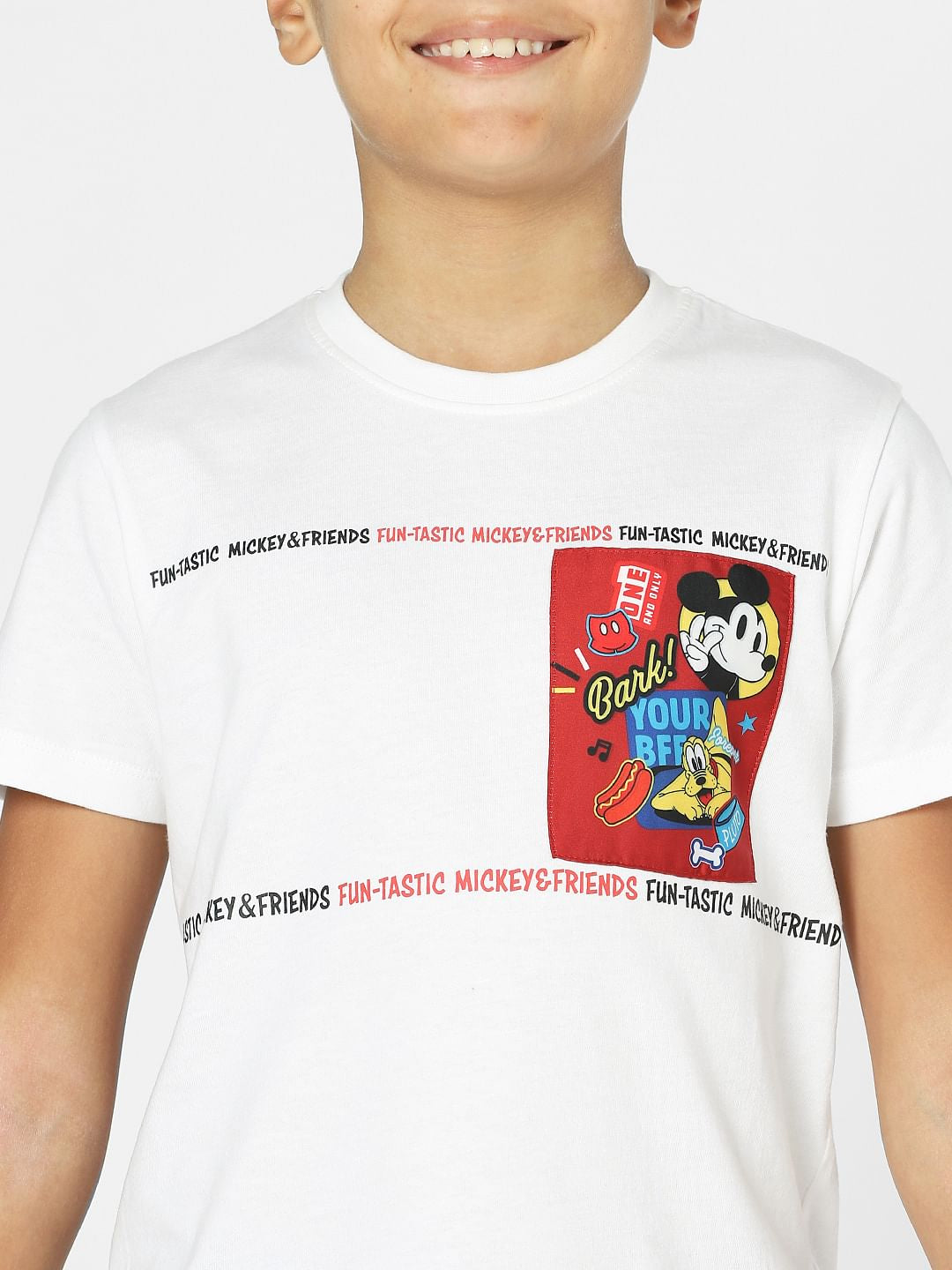 Boys x Mickey White Graphic Print Crew Neck T-shirt