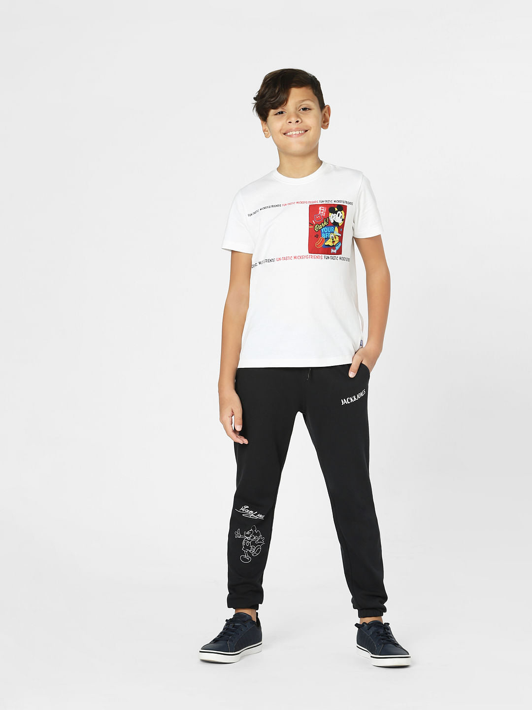 Boys x Mickey White Graphic Print Crew Neck T-shirt