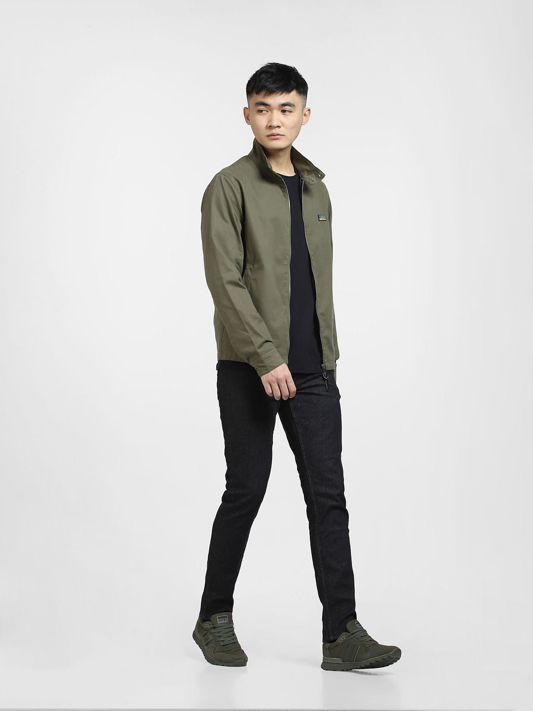 Green Quilted Casual Jacket