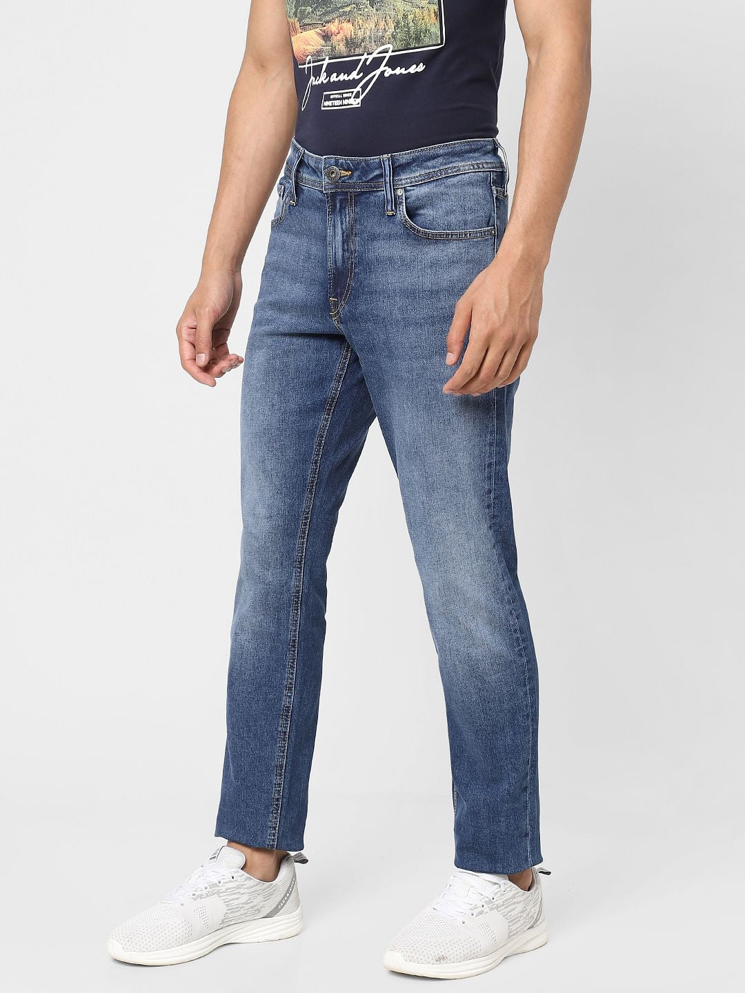 Blue Low Rise Washed Glenn Slim Jeans