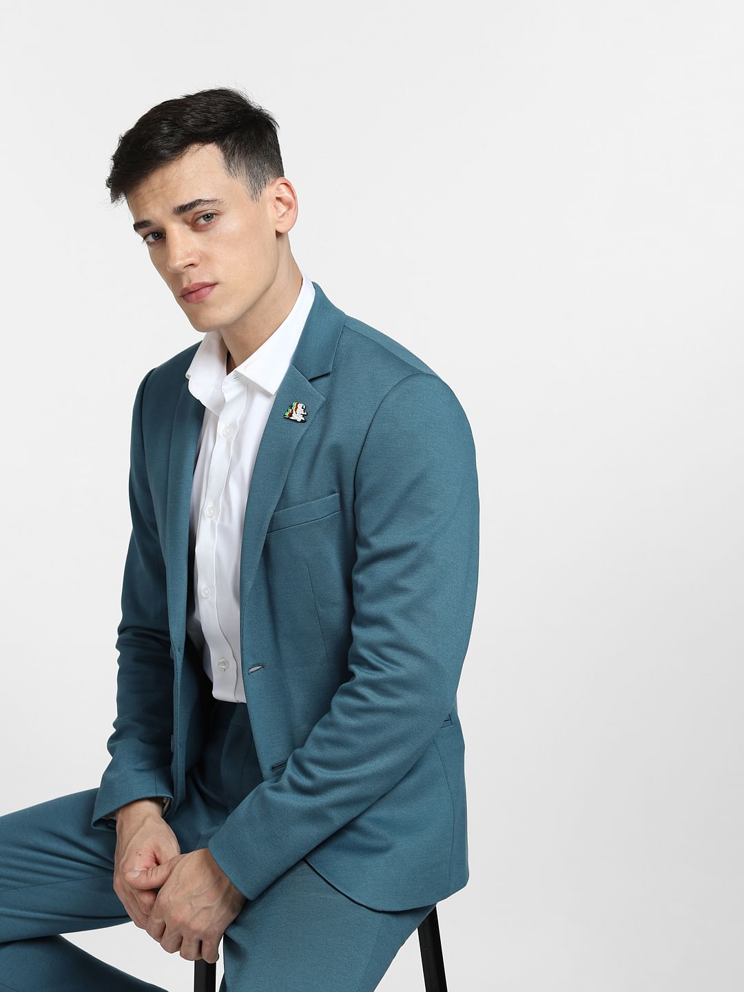 Teal Suit-Set Blazer